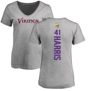 Anthony Harris Women's Minnesota Vikings Backer V-Neck T-Shirt - Ash