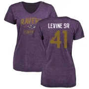 Anthony Levine Sr. Women's Baltimore Ravens Purple Distressed Name & Number Tri-Blend V-Neck T-Shirt