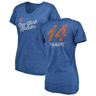 Anthony Mason Women's New York Knicks Royal Sideline Tri-Blend V-Neck T-Shirt