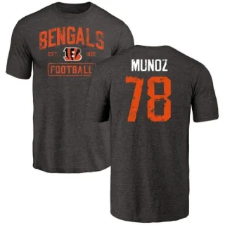 Anthony Munoz Cincinnati Bengals Black Distressed Name & Number Tri-Blend T-Shirt