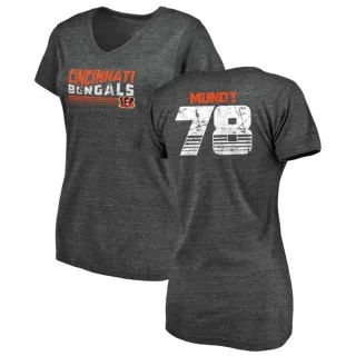 Anthony Munoz Women's Cincinnati Bengals Retro Tri-Blend V-Neck T-Shirt - Black