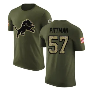 Anthony Pittman Detroit Lions Olive Salute to Service Legend T-Shirt