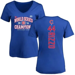 Anthony Rizzo Women's Chicago Cubs 2016 World Series Champions Back Name & Number V-Neck T-Shirt - Royal