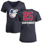 Anthony Santander Women's Baltimore Orioles Name and Number Banner Wave V-Neck T-Shirt - Navy