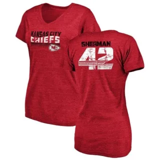 Anthony Sherman Women's Kansas City Chiefs Retro Tri-Blend V-Neck T-Shirt - Red