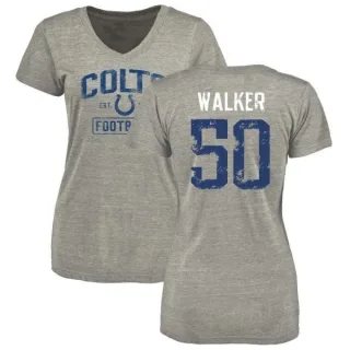 Anthony Walker Women's Indianapolis Colts Heather Gray Distressed Name & Number Tri-Blend V-Neck T-Shirt