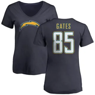 Antonio Gates Women's Los Angeles Chargers Name & Number Slim Fit V-Neck T-Shirt - Navy