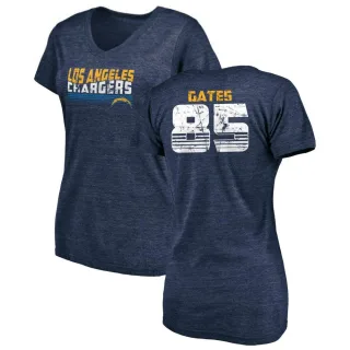 Antonio Gates Women's Los Angeles Chargers Retro Tri-Blend V-Neck T-Shirt - Navy