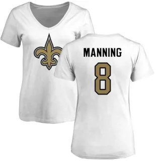 Archie Manning Women's New Orleans Saints Name & Number Logo Slim Fit T-Shirt - White