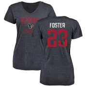 Arian Foster Women's Houston Texans Navy Distressed Name & Number Tri-Blend V-Neck T-Shirt