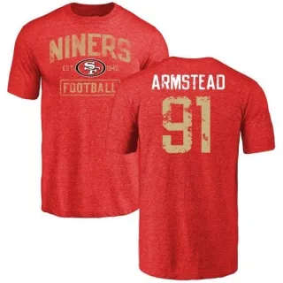 Arik Armstead San Francisco 49ers Distressed Name & Number Tri-Blend T-Shirt - Red