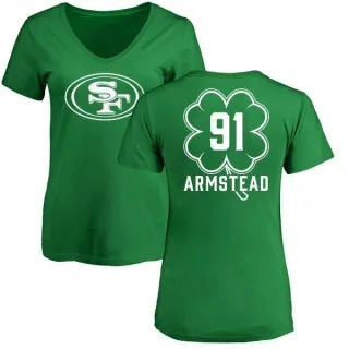 Arik Armstead Women's San Francisco 49ers Green St. Patrick's Day Name & Number V-Neck T-Shirt