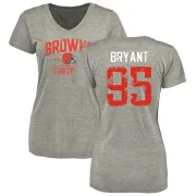 Armonty Bryant Women's Cleveland Browns Heather Gray Distressed Name & Number Tri-Blend V-Neck T-Shirt