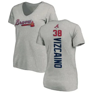 Arodys Vizcaino Women's Atlanta Braves Backer Slim Fit T-Shirt - Ash