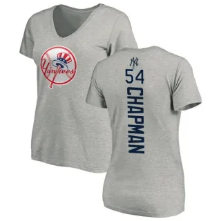 Aroldis Chapman Women's New York Yankees Backer Slim Fit T-Shirt - Ash