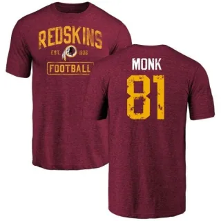 Art Monk Washington Redskins Burgundy Distressed Name & Number Tri-Blend T-Shirt