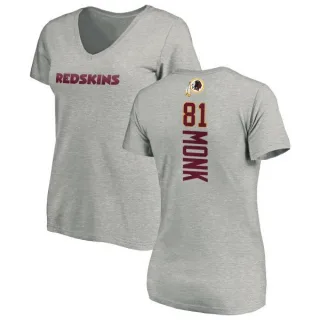 Art Monk Women's Washington Redskins Backer V-Neck T-Shirt - Ash