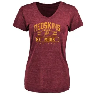 Art Monk Women's Washington Redskins Flanker Tri-Blend T-Shirt - Burgundy