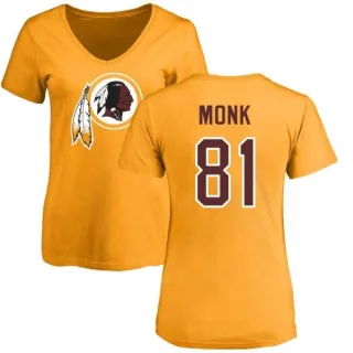 Art Monk Women's Washington Redskins Name & Number Logo Slim Fit T-Shirt - Gold