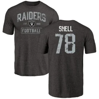 Art Shell Oakland Raiders Black Distressed Name & Number Tri-Blend T-Shirt