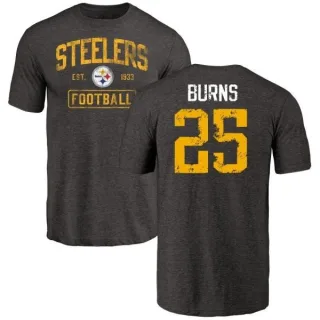 Artie Burns Pittsburgh Steelers Black Distressed Name & Number Tri-Blend T-Shirt