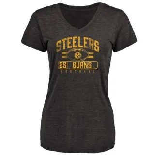 Artie Burns Women's Pittsburgh Steelers Flanker Tri-Blend T-Shirt - Black