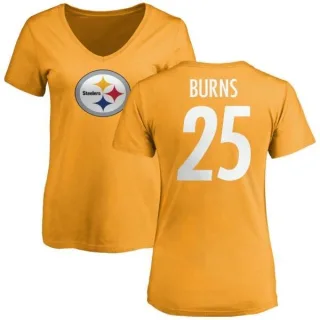 Artie Burns Women's Pittsburgh Steelers Name & Number Logo Slim Fit T-Shirt - Gold