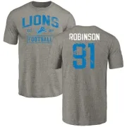 A'Shawn Robinson Detroit Lions Gray Distressed Name & Number Tri-Blend T-Shirt