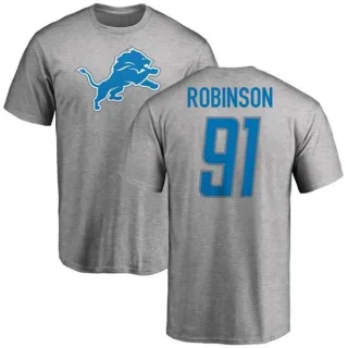 A'Shawn Robinson Detroit Lions Name & Number Logo T-Shirt - Ash