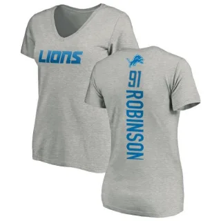 A'Shawn Robinson Women's Detroit Lions Backer V-Neck T-Shirt - Ash