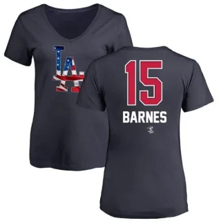 Austin Barnes Women's Los Angeles Dodgers Name and Number Banner Wave V-Neck T-Shirt - Navy