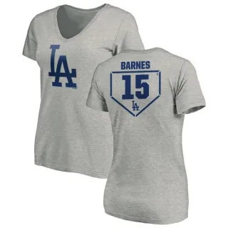 Austin Barnes Women's Los Angeles Dodgers RBI Slim Fit V-Neck T-Shirt - Heathered Gray