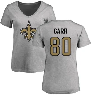 Austin Carr Women's New Orleans Saints Name & Number Logo Slim Fit T-Shirt - Ash