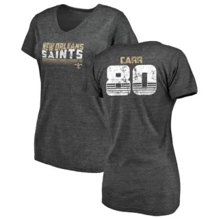 Austin Carr Women's New Orleans Saints Retro Tri-Blend V-Neck T-Shirt - Black