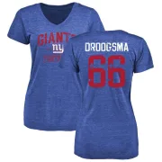 Austin Droogsma Women's New York Giants Distressed Name & Number Tri-Blend T-Shirt - Royal