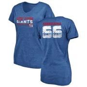 Austin Droogsma Women's New York Giants Retro Tri-Blend V-Neck T-Shirt - Royal