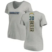 Austin Ekeler Women's Los Angeles Chargers Name & Number Slim Fit V-Neck T-Shirt - Heather Gray