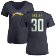 Austin Ekeler Women's Los Angeles Chargers Name & Number Slim Fit V-Neck T-Shirt - Navy