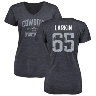 Austin Larkin Women's Dallas Cowboys Distressed Name & Number Tri-Blend V-Neck T-Shirt - Navy