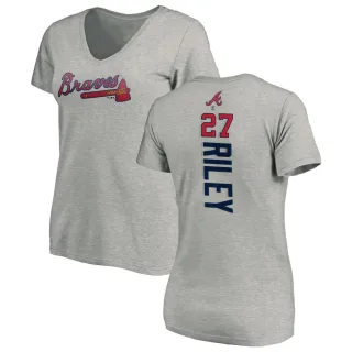 Austin Riley Women's Atlanta Braves Backer Slim Fit T-Shirt - Ash