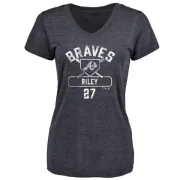 Austin Riley Women's Atlanta Braves Base Runner Tri-Blend T-Shirt - Navy