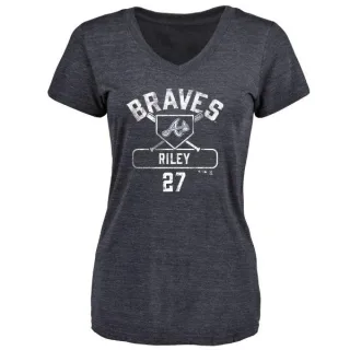 Austin Riley Women's Atlanta Braves Base Runner Tri-Blend T-Shirt - Navy