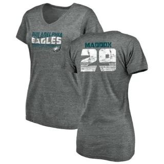 Avonte Maddox Women's Philadelphia Eagles Retro Tri-Blend V-Neck T-Shirt - Heathered Gray