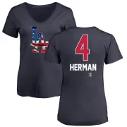 Babe Herman Women's Los Angeles Dodgers Name and Number Banner Wave V-Neck T-Shirt - Navy