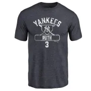 Babe Ruth New York Yankees Base Runner Tri-Blend T-Shirt - Navy