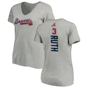 Babe Ruth Women's Atlanta Braves Backer Slim Fit T-Shirt - Ash