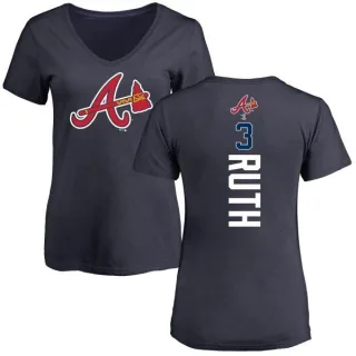 Babe Ruth Women's Atlanta Braves Backer Slim Fit T-Shirt - Navy