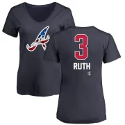 Babe Ruth Women's Atlanta Braves Name and Number Banner Wave V-Neck T-Shirt - Navy