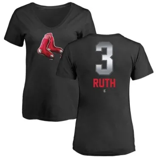 Babe Ruth Women's Boston Red Sox Midnight Mascot V-Neck T-Shirt - Black