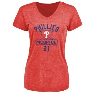 Bake Mcbride Women's Philadelphia Phillies Base Runner Tri-Blend T-Shirt - Red